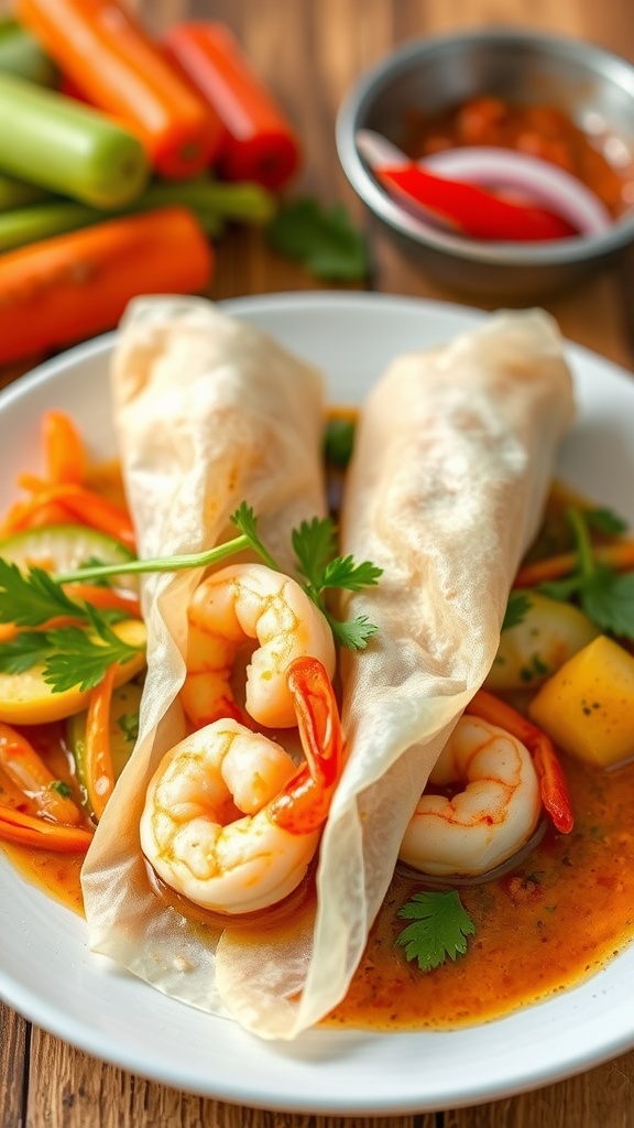 15 Must-Try Traditional Malaysian Festive Dishes 31 Fresh spring rolls filled with shrimp and vegetables, served with dipping sauce.